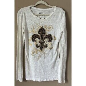 Ariat Fleur De Lis Floral Long Sleeve Top Women Cowgirl Cheetah Small